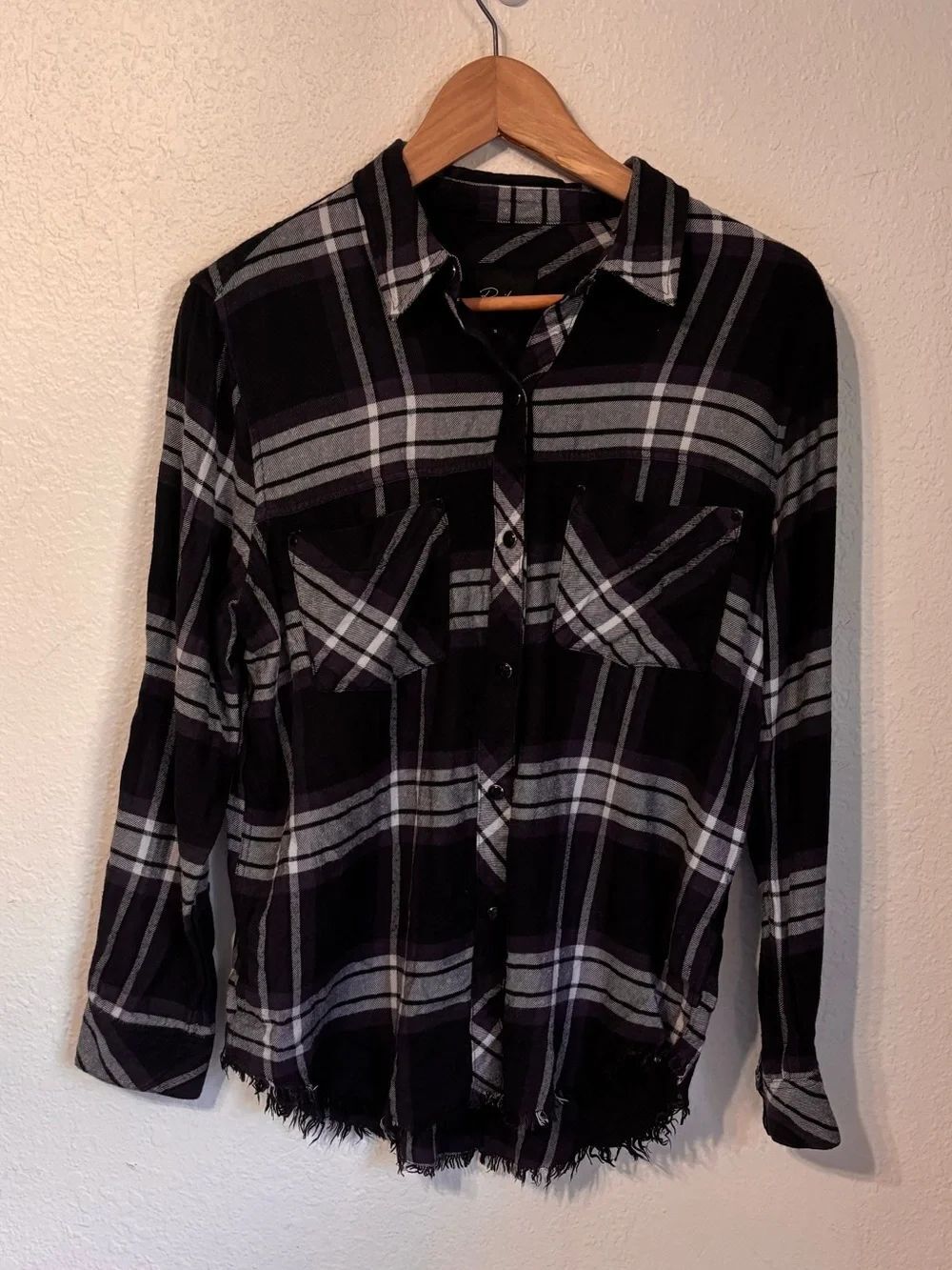 Rails Leo Black Ash Plaid Button Down Small